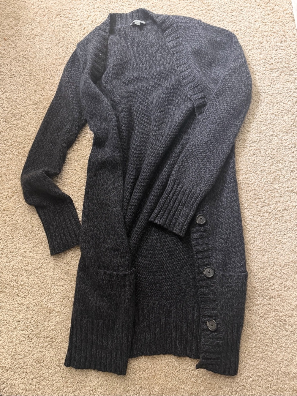 James Perse Classic Charcoal Open-Front Women’s Long Cardigan Sweater